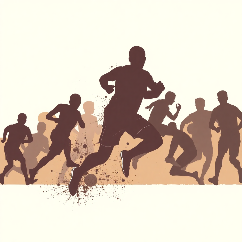 abstract sports silhouettes, athletes in motion, dynamic movement